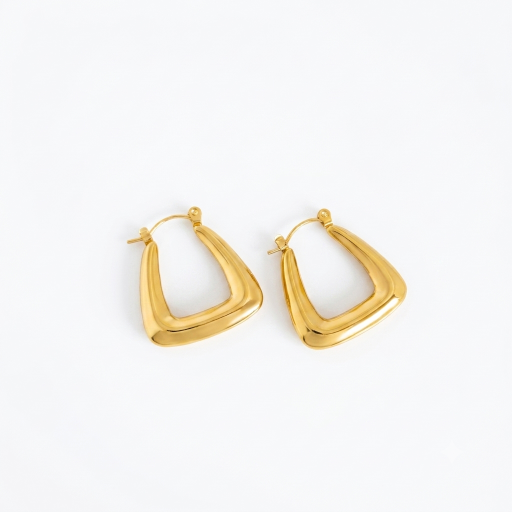 Trapezoid Gold Earrings