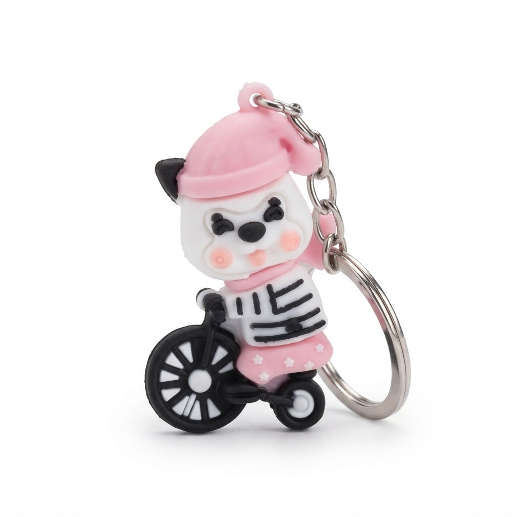 Pink French Panda Keychain