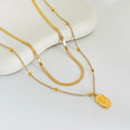 Rose Pendant Gold Layered Necklace
