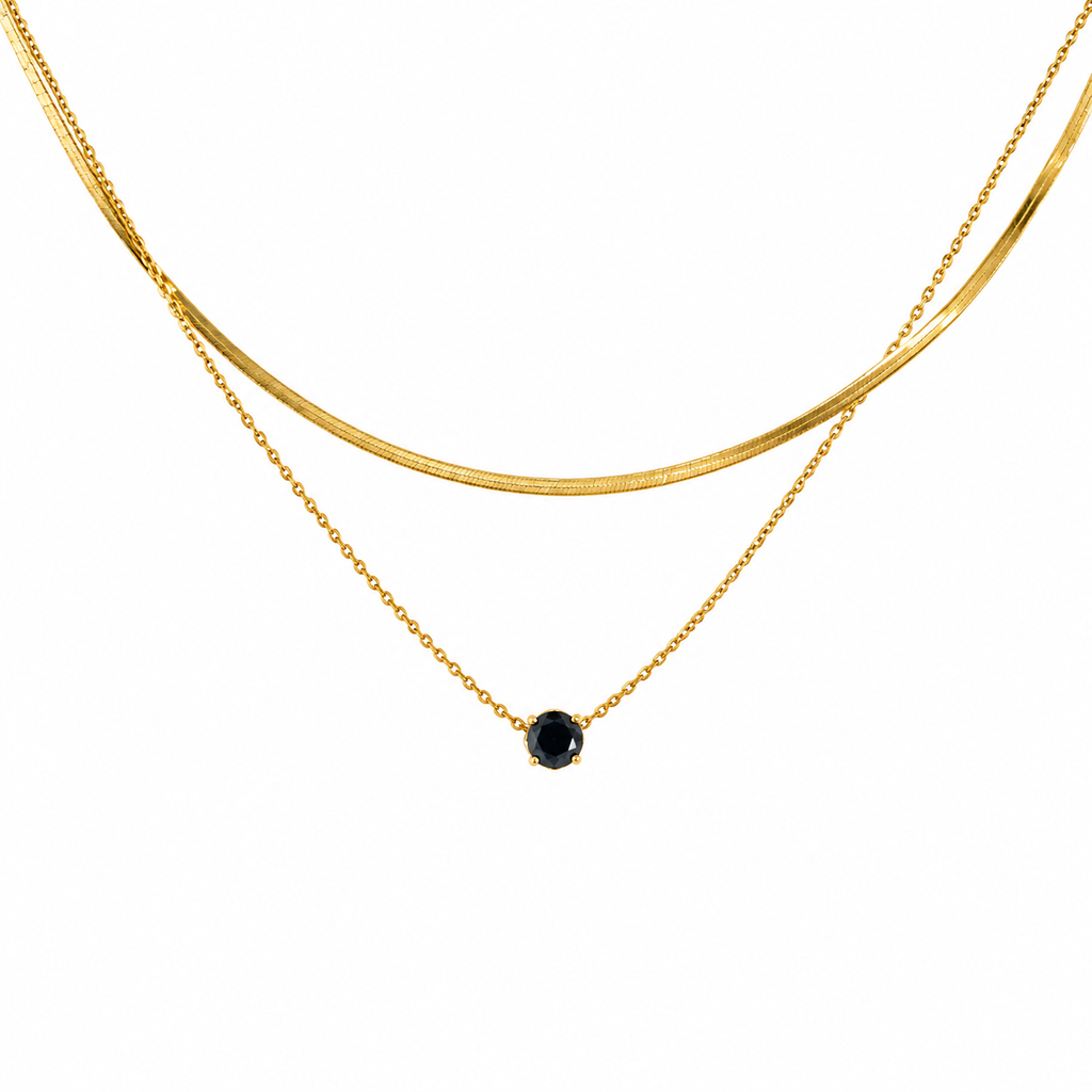 Black Tiny Stone Necklace
