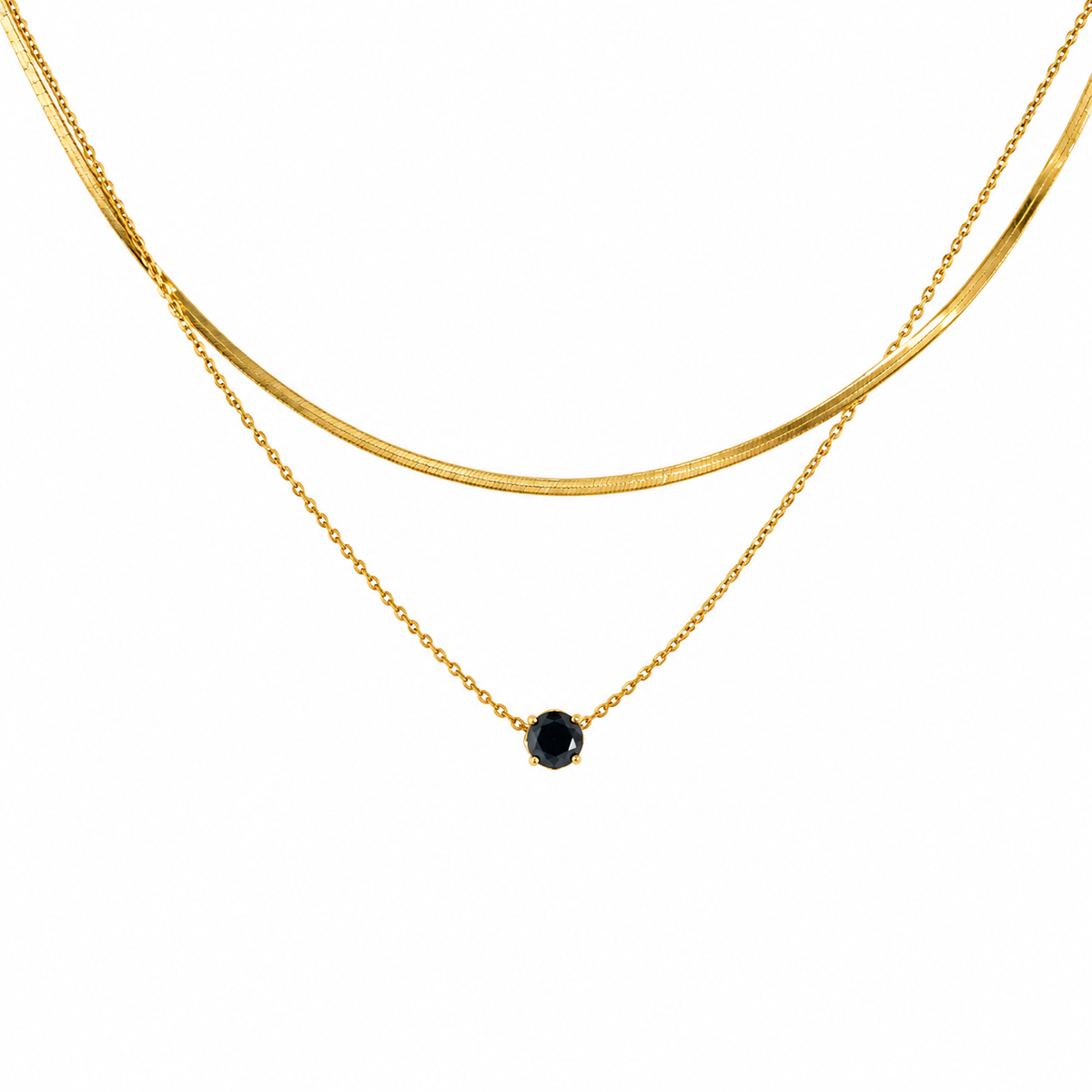 Black Tiny Stone Necklace