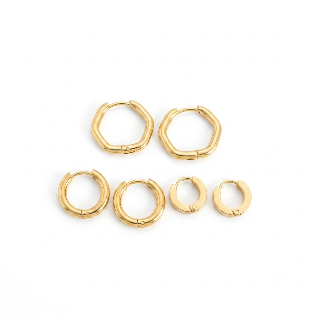 Hexagon Gold Earrings
