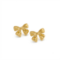 Textured Ribbon Gold Earrings