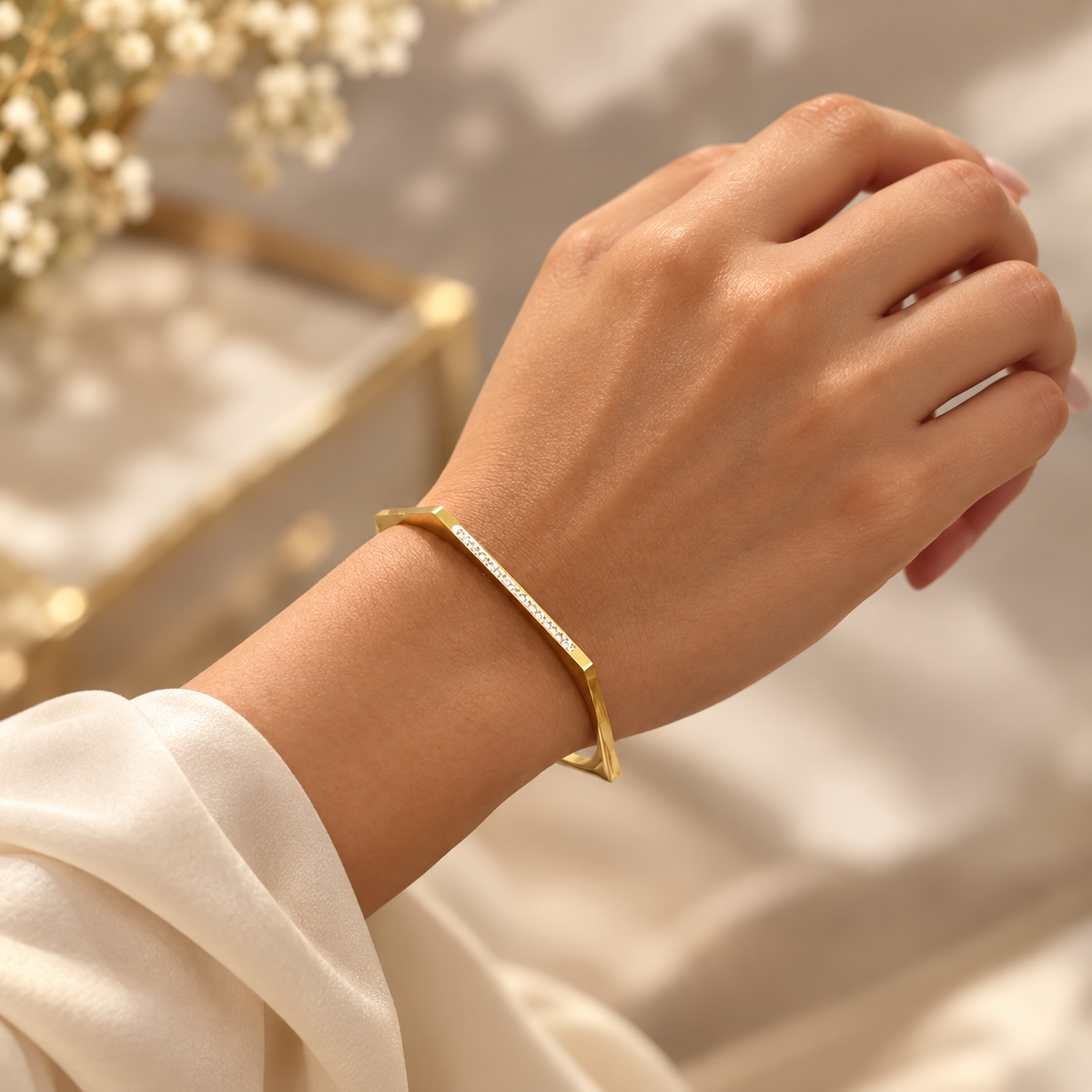 Hexagon Gold Bangle