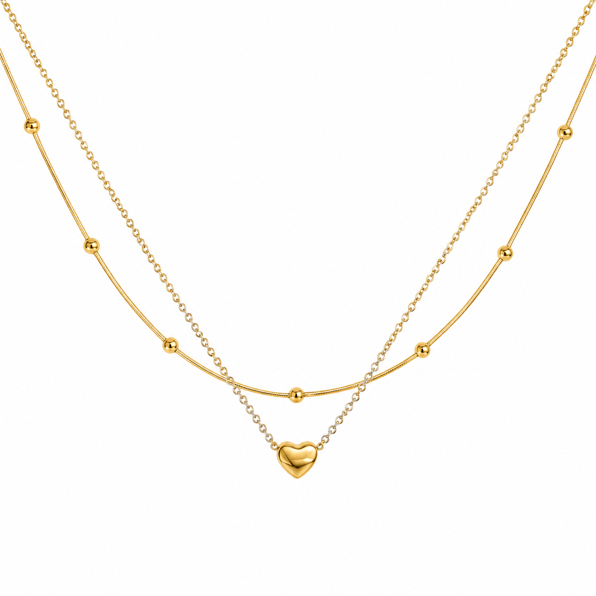 Puffy Love Layered Necklace