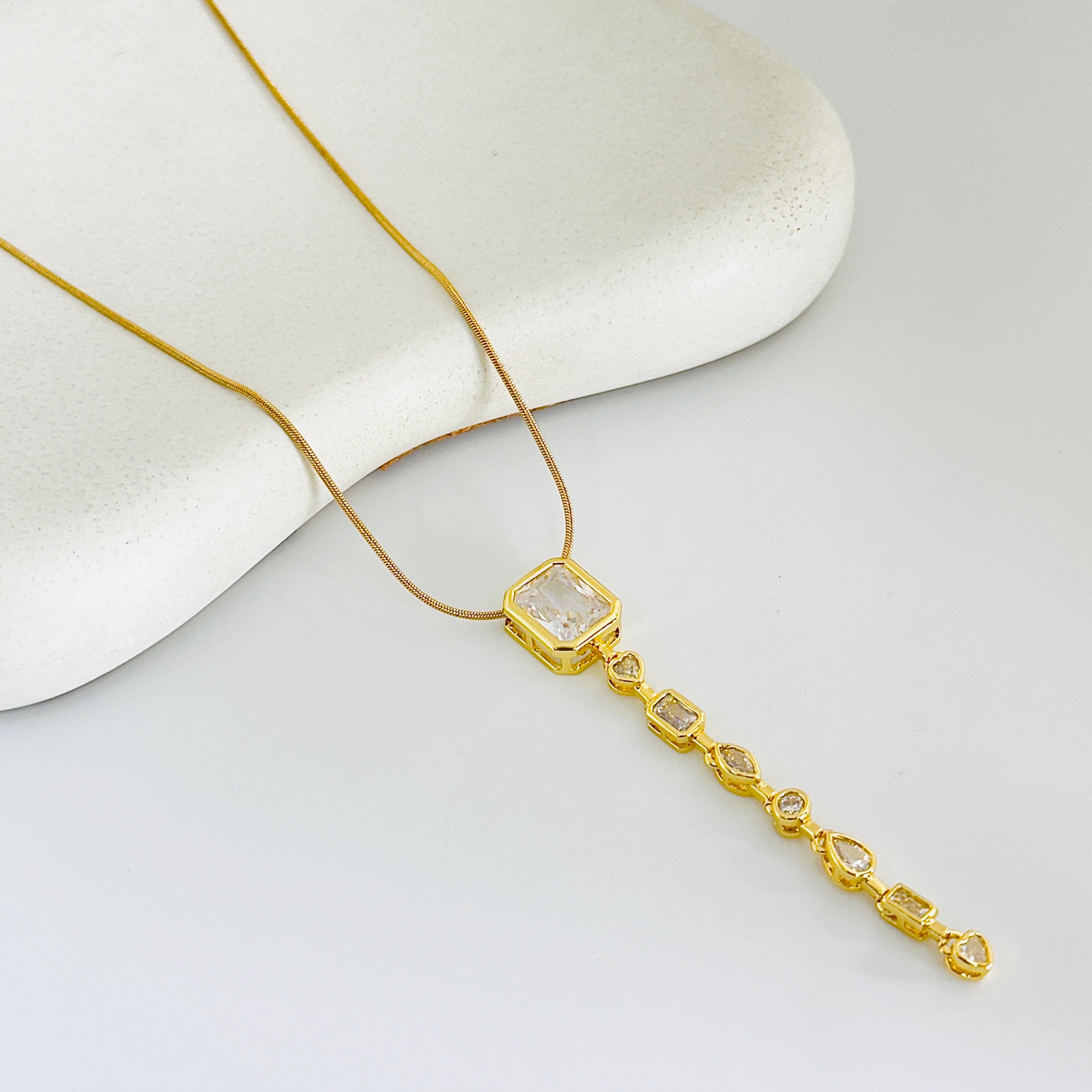 Gia White Stone Gold Necklace
