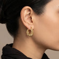 Ribbed Heart Gold Earrings
