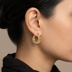 Ribbed Heart Gold Earrings