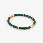 Green Bamboo Gold Bangle Bracelet (Side Open)