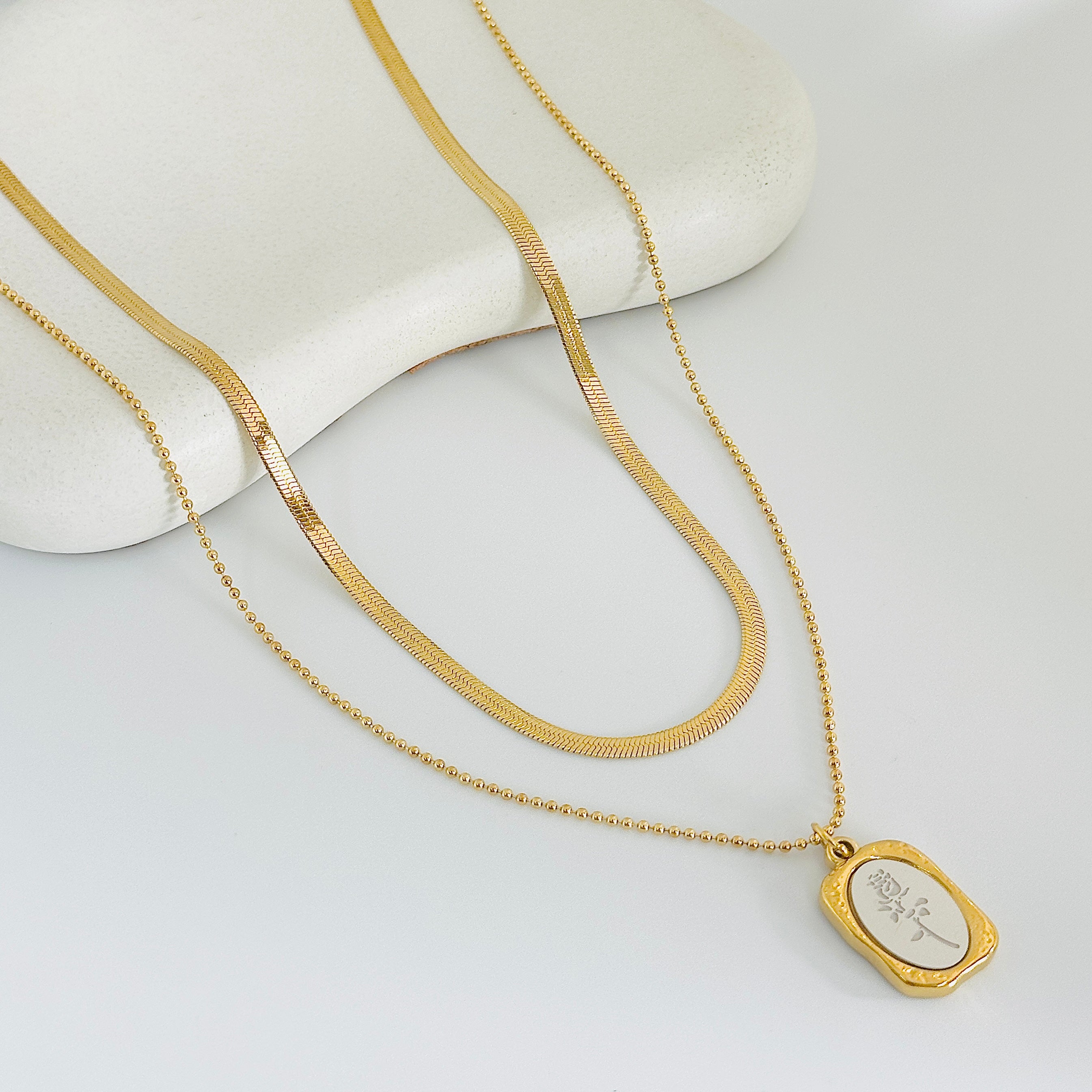 Silver Plated Rose Layered Gold Necklace