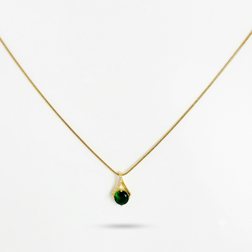 Emerald Drop Gold Necklace