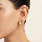 V Heart Gold Earrings
