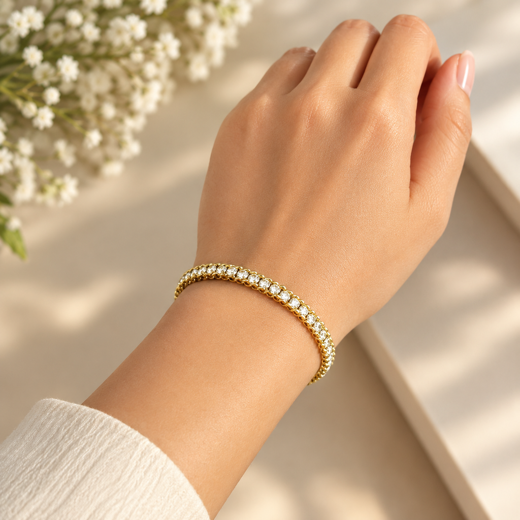 Lattice Tennis Gold Bracelet