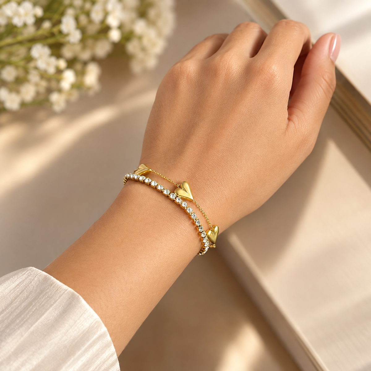 Love Layered Tennis Gold Bracelet