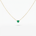 Green Stone Heart Gold Necklace