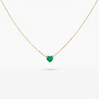 Green Solitaire Heart Gold Necklace