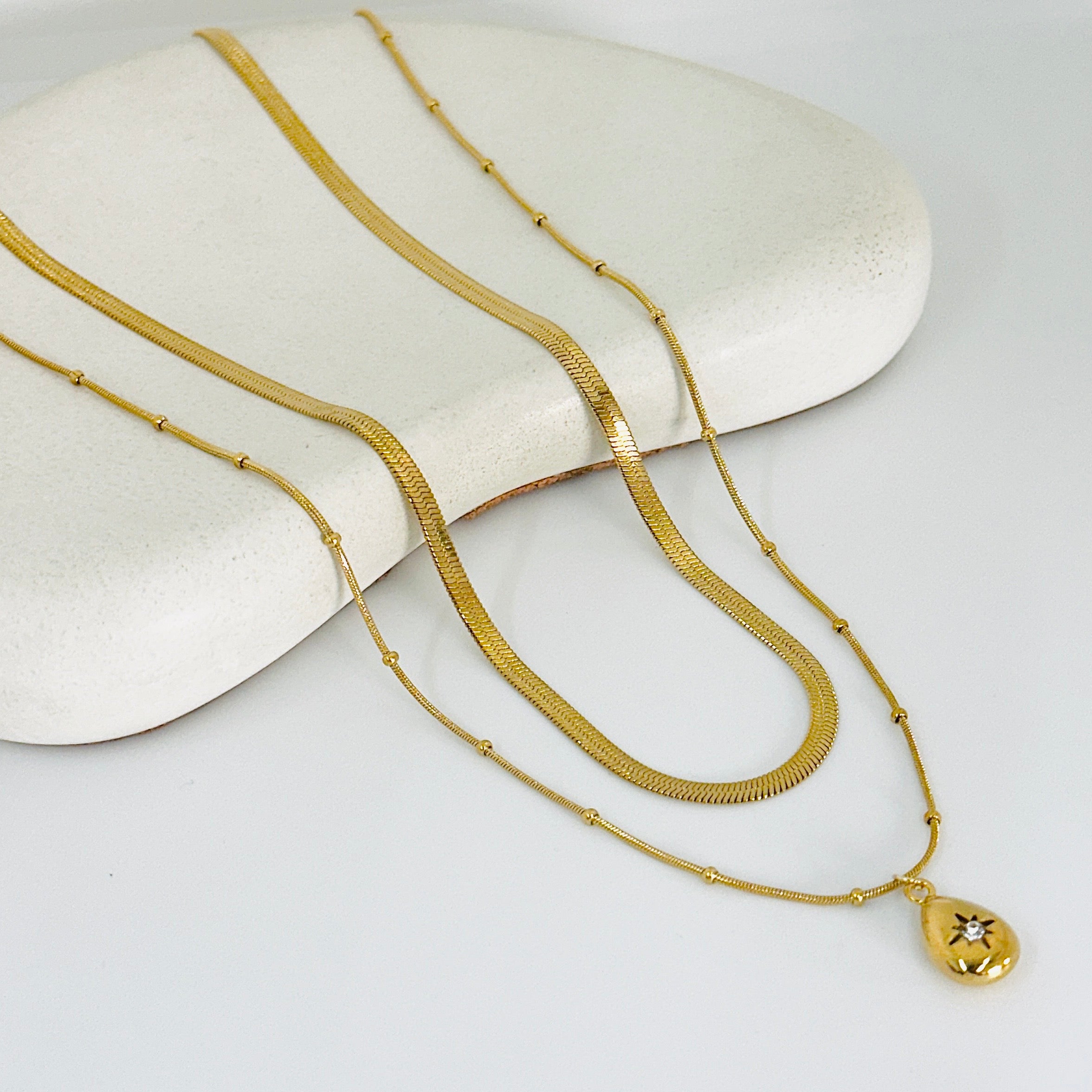 Drop Layered Gold Necklace