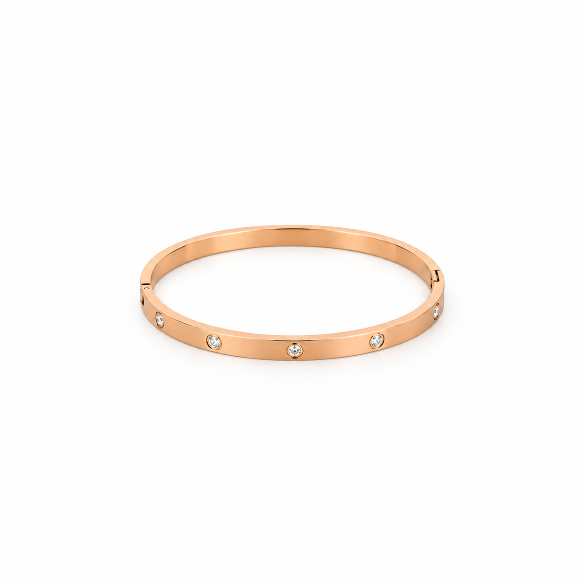 Tiny Stone Rose Gold Bangle Bracelet (Side Open)