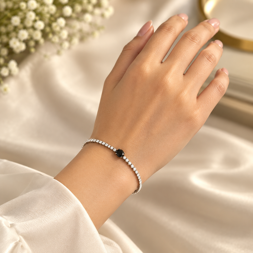 Crystal Black Tennis Bracelet