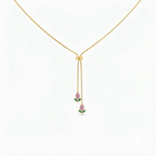 Pink Tulip Gold Necklace (Adjustable Size)