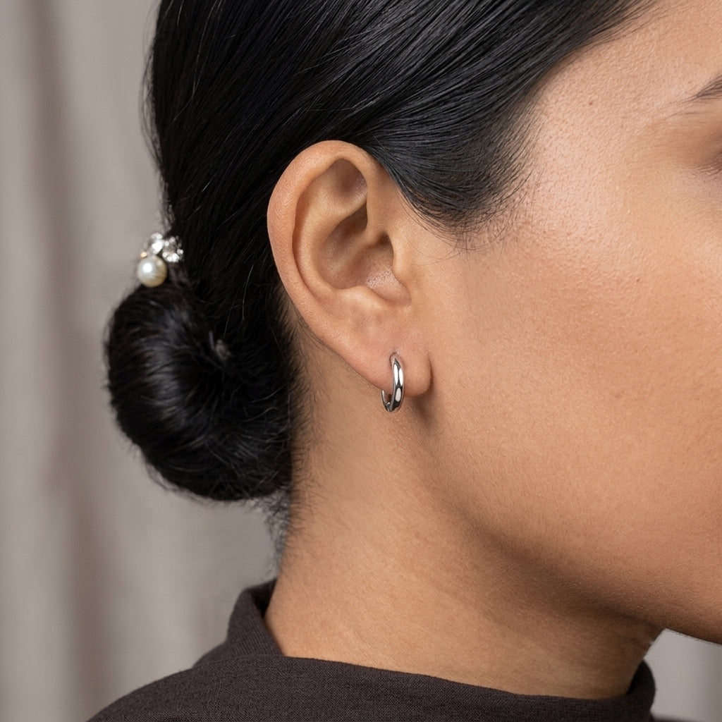 Silver Round Stud Earrings