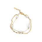 Pearl Drops Layered Gold Bracelet