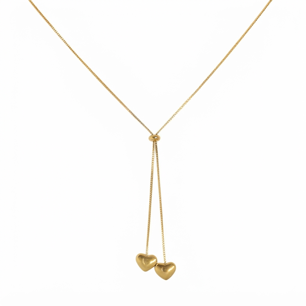 Double Heart Necklace (Adjustable)