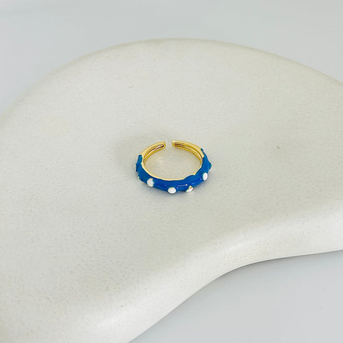 Blue Stacy Gold Ring (Adjustable size)