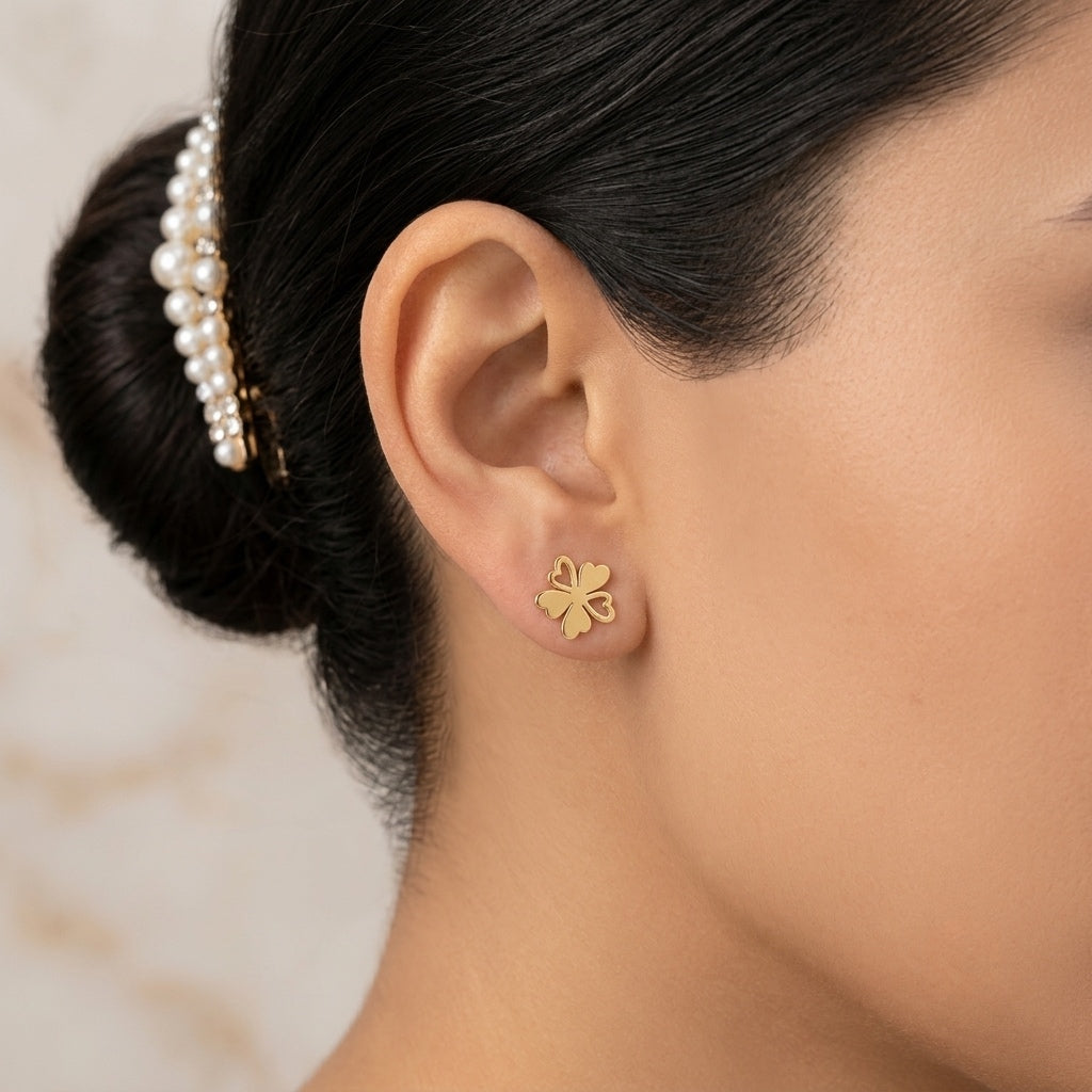 Heart Shaped Leaf Stud Earrings