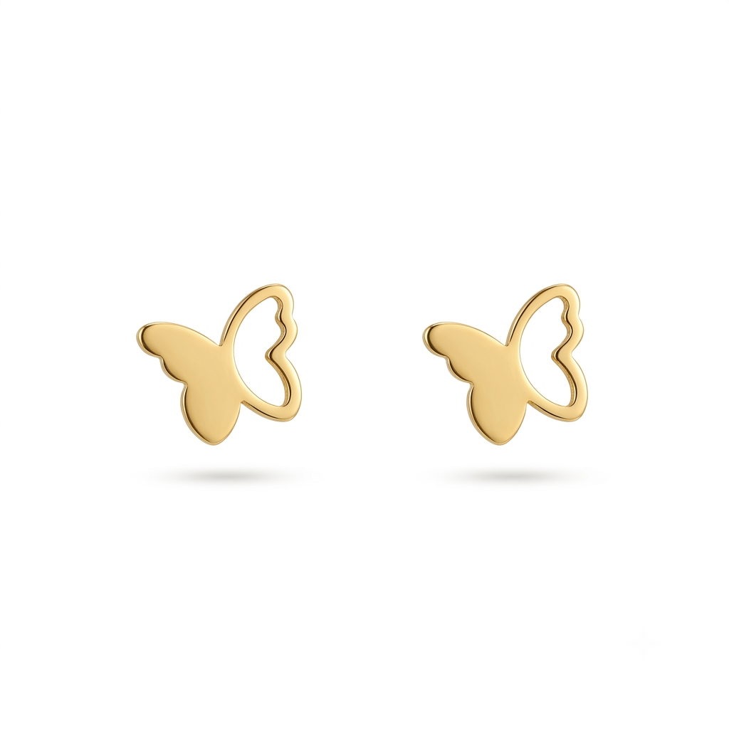 Open Wings Butterfly Gold Earrings