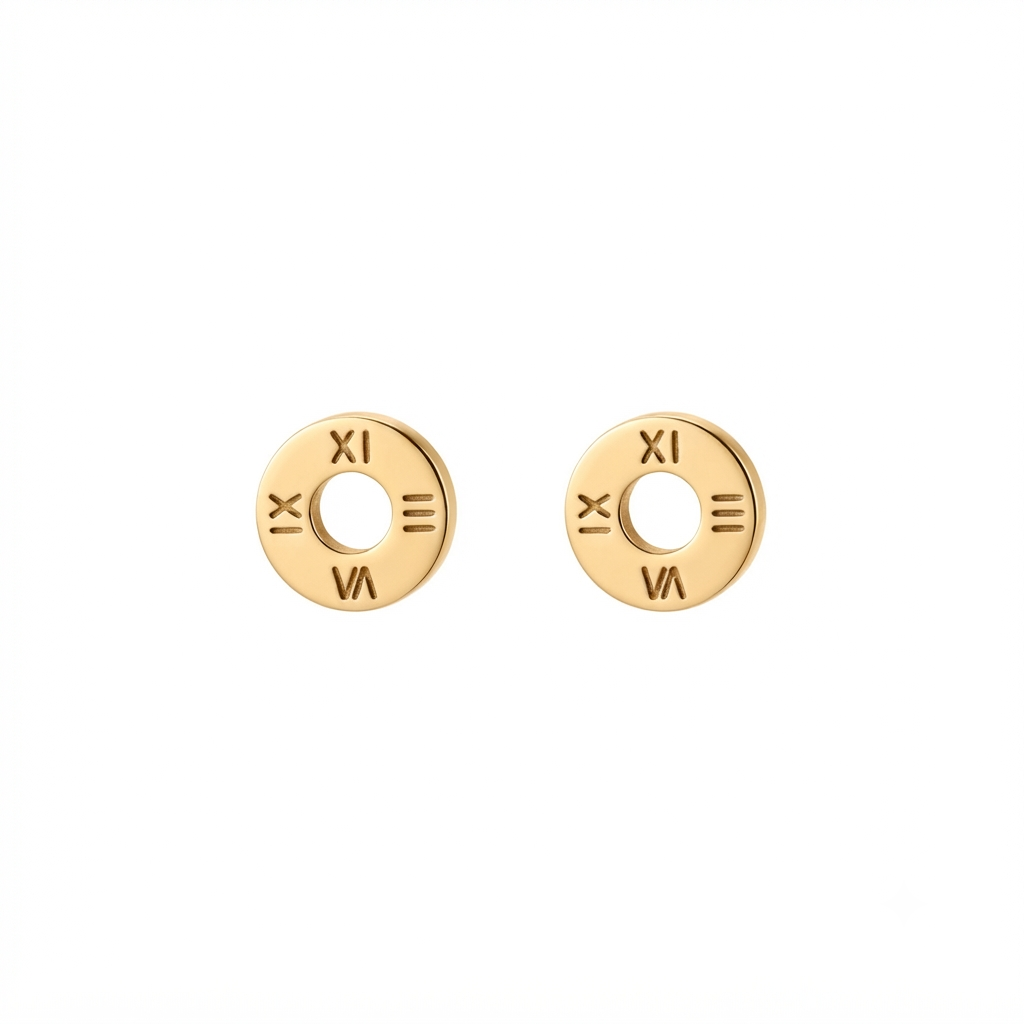 Numeric Round Stud Earrings