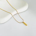 White Stone Bar Gold Necklace
