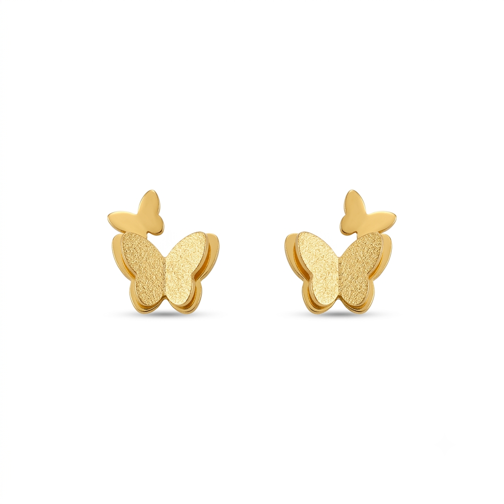 Textured Butterfly Gold Earrings