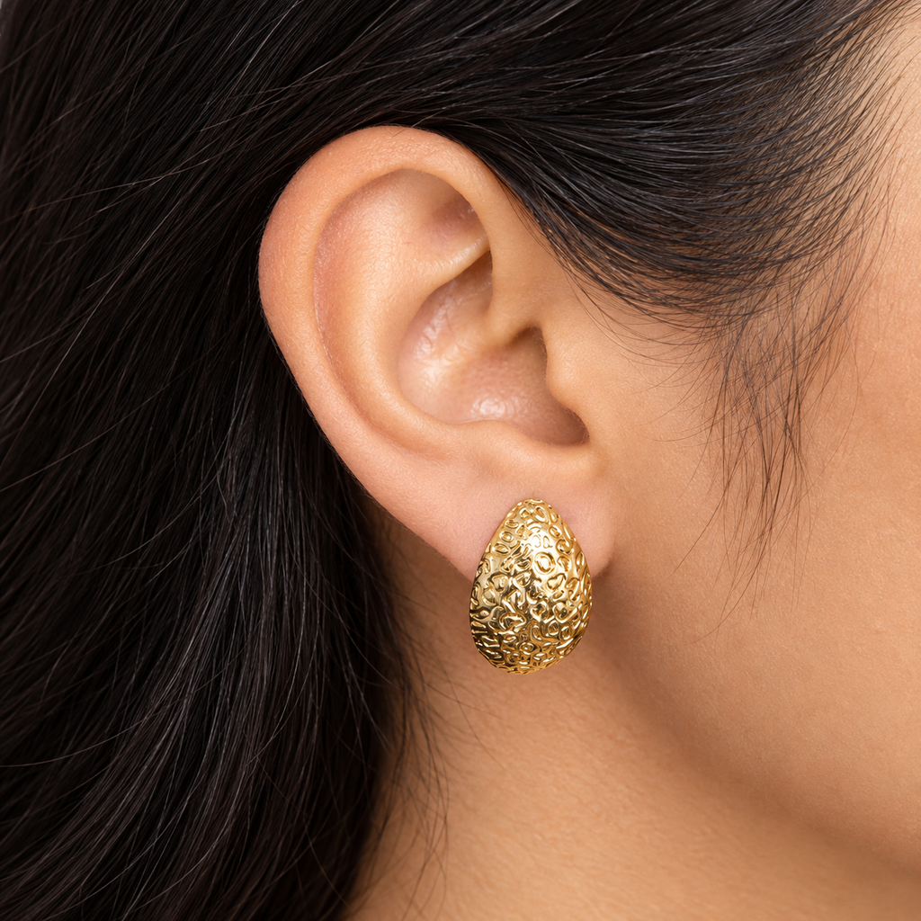Textured Dewdrops Gold Earrings