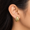Textured Dewdrops Gold Earrings