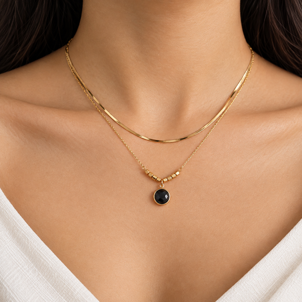 Round Pendant Layered Necklace