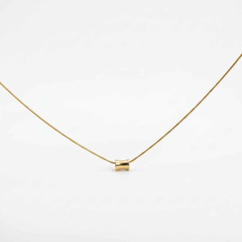 Cylinder Bead Gold Necklace