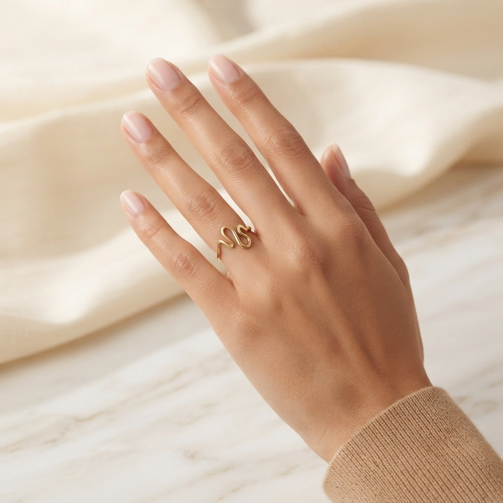 Scribble Wave Ring (Adjustable Size)