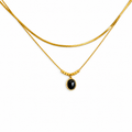 Black Oval Layered Necklace