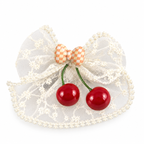 Brown Bow Cherry Charm Hair Clip