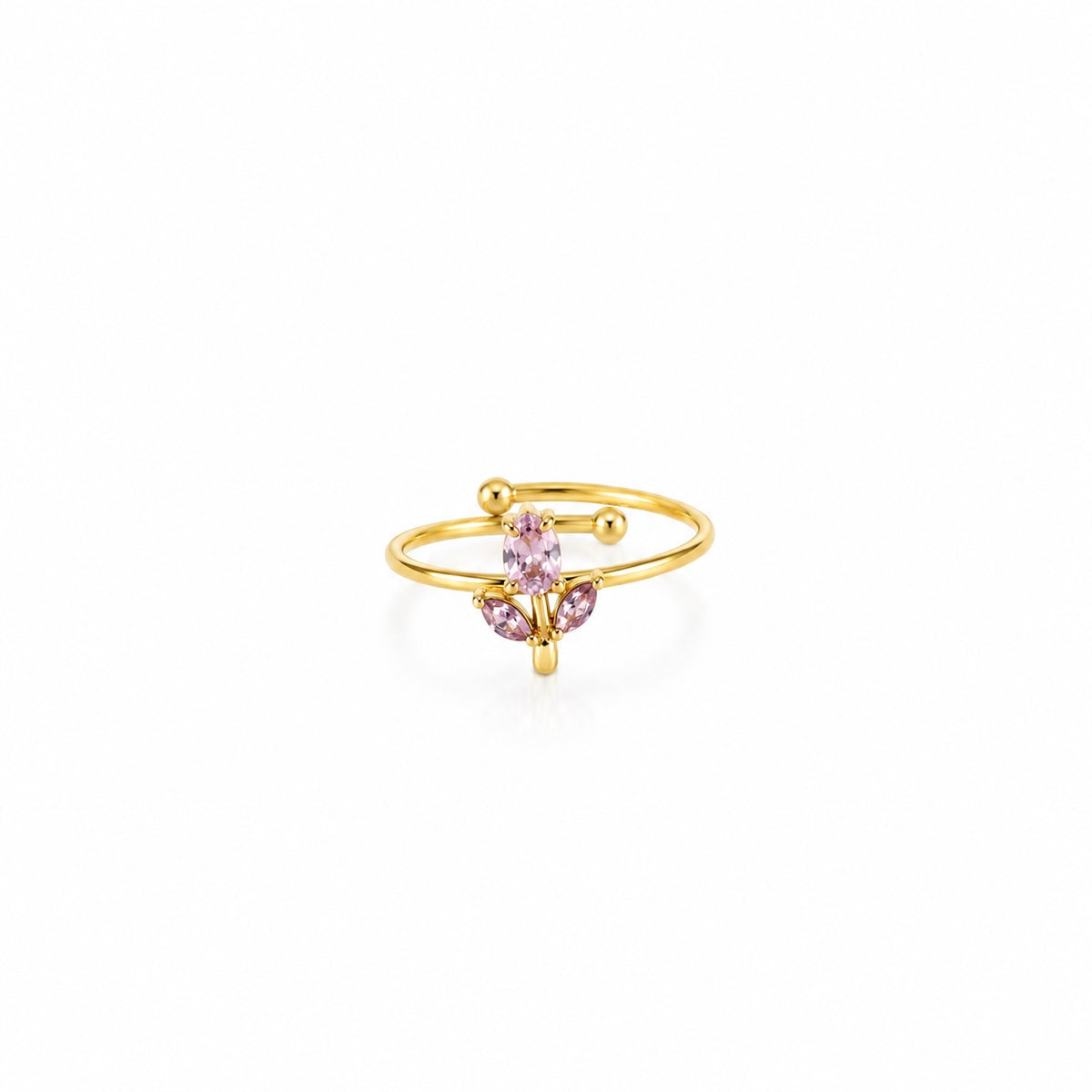 Purple Tulip Gold Ring (Adjustable Size)