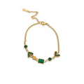 Green square and Heart Gold Bracelet