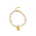 Pearl Heart layered Gold Bracelet