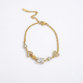 White square and Heart Gold Bracelet