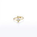 White Adjustable Tulip Gold Ring