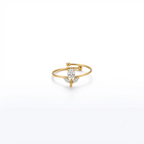 White Adjustable Tulip Gold Ring