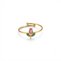 Pink Tulip Adjustable Gold Ring