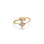 Purple Adjustable Tulip Gold Ring