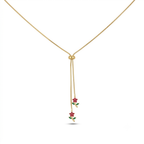 Red Flower Gold Necklace (Adjustable Size)