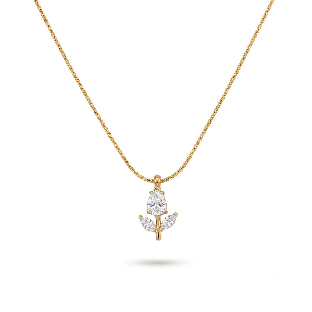 White Tulip Thin Gold Necklace